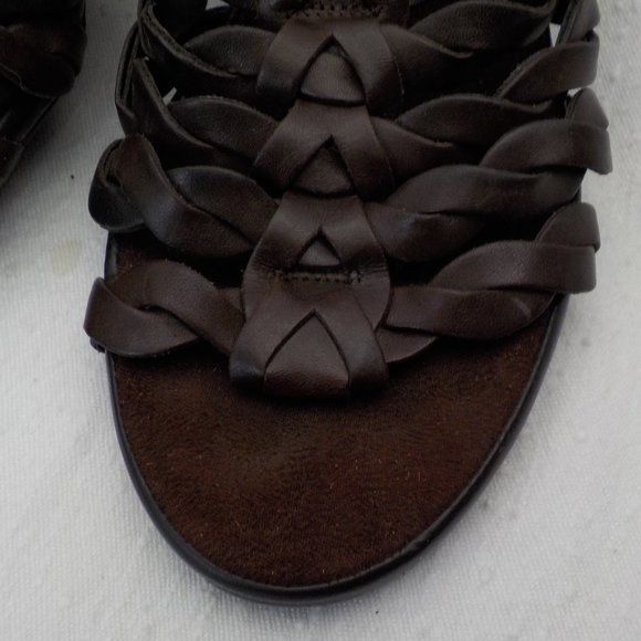 Like New GNW Flex Braided Slide Wedge Sandals Leather Upper Choc Brown SZ 8.5 M - Picture 6 of 12